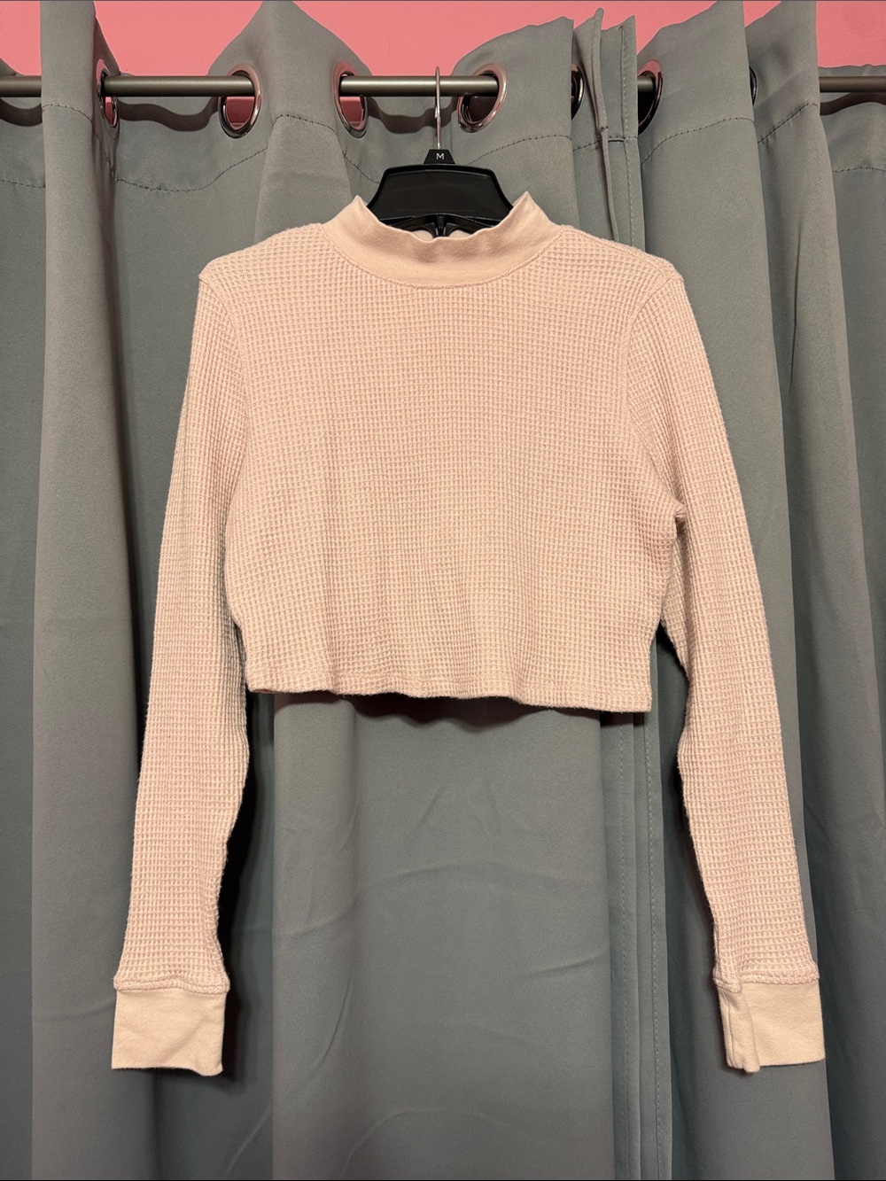 bp Cropped Waffle Knit Long Sleeve Top - Blush Pink